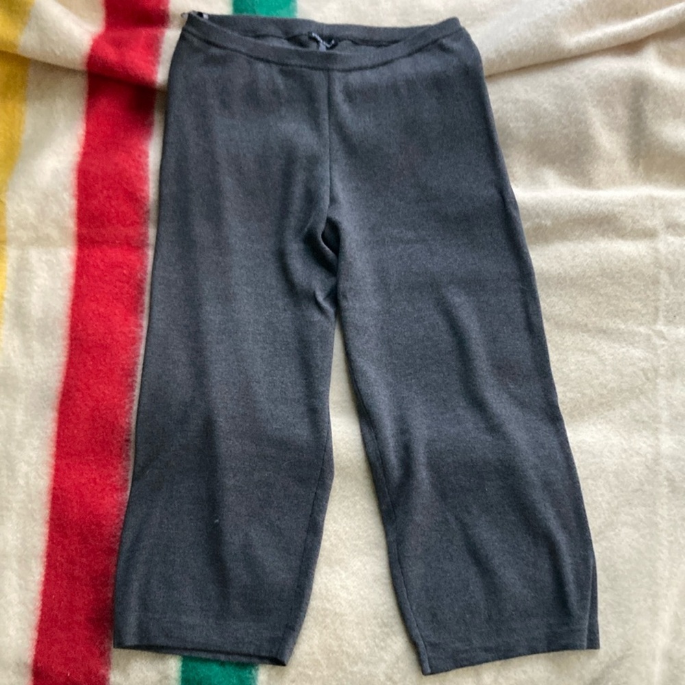 Eileen Fisher 100% wool pants, cropped wide leg, sweater knit